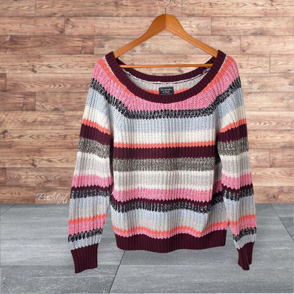 Abercrombie & Fitch Striped Knit Preppy Sweater Multicolor XL